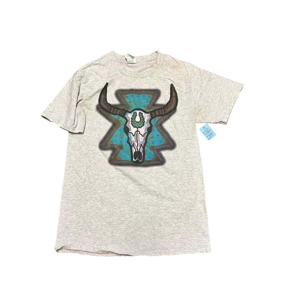 COW SKULL LIGHT GRAY T-SHIRT