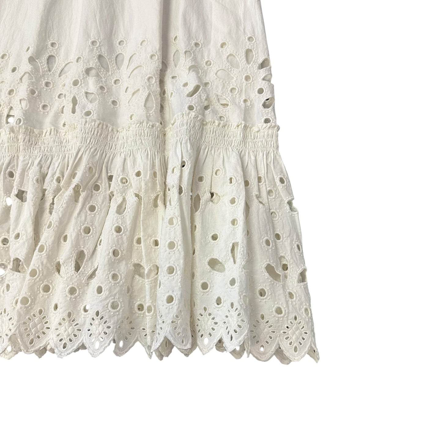 SEA NEW YORK WHITE SMOCKED EYELET DRESS 249 SMALL