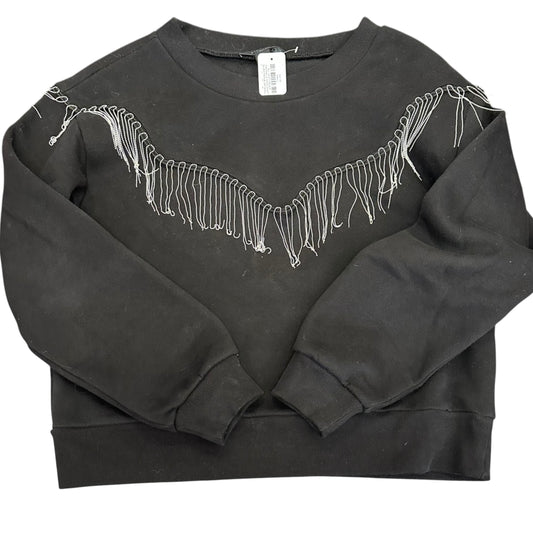ALL SAINTS BLACK CREWNECK SWEATSHIRT SILVER FRINGE 285 SMALL