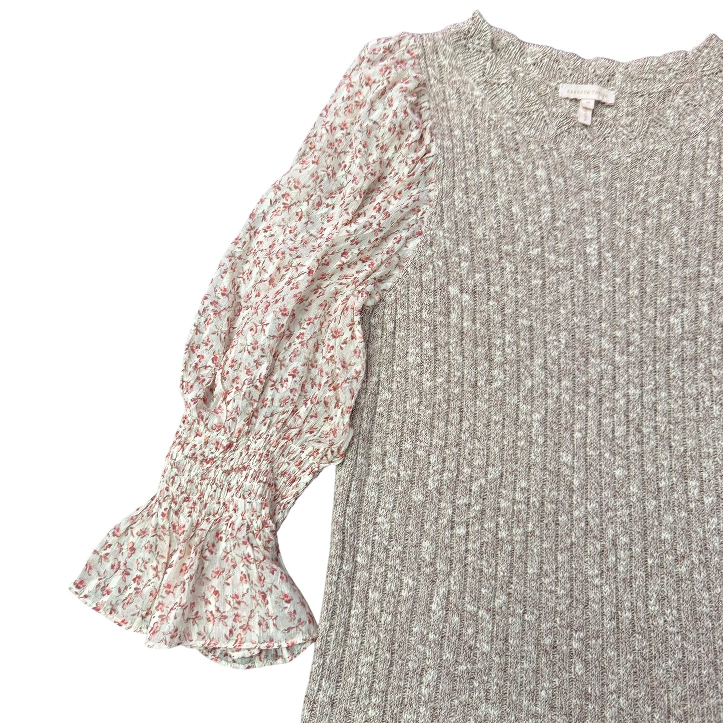 REBECCA TAYLOR FRANCESCA SLEEVE PULLOVER CINNAMON TWEED SWEATER 249 MEDIUM