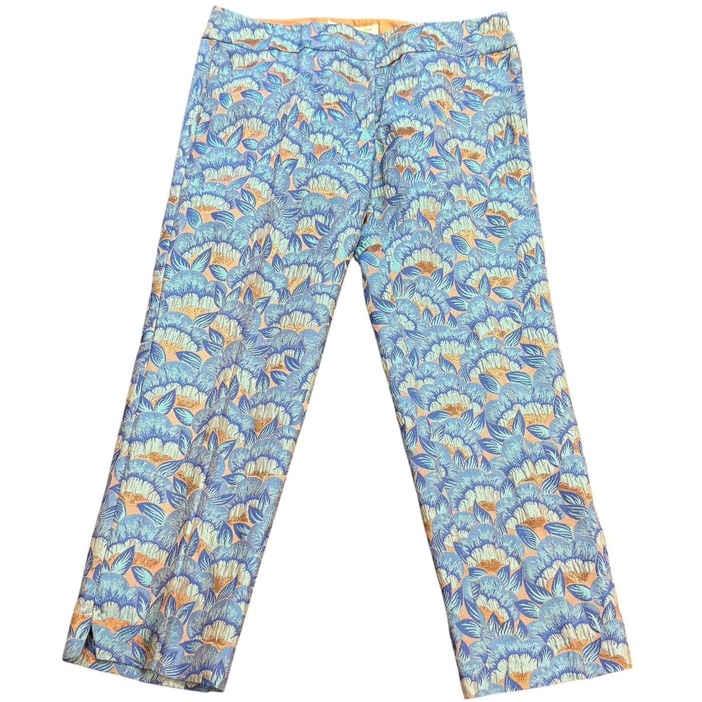TRINA TURK BLUE FLORAL ANKLE PANTS SILK BLEND NWT 241 SZ 8