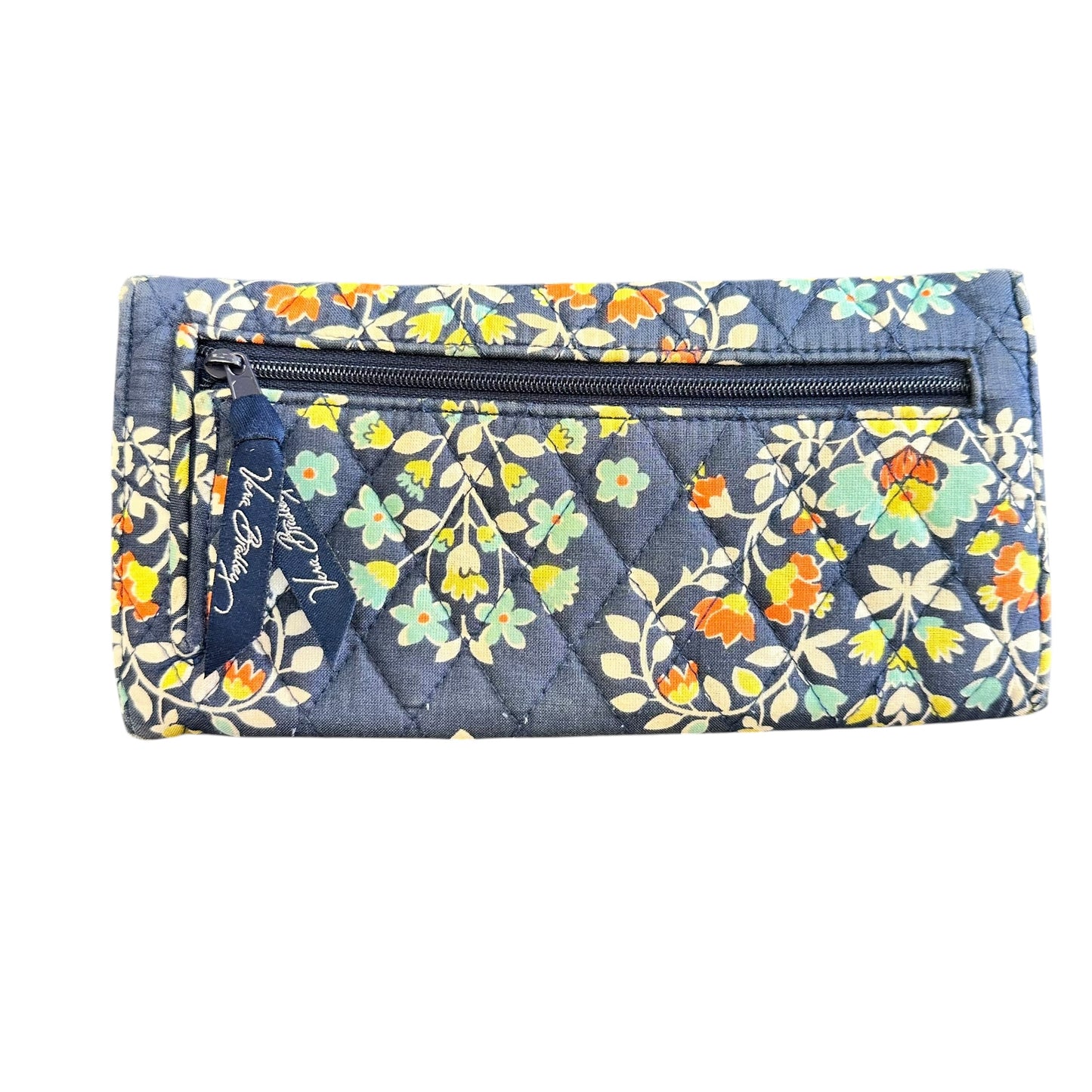 VERA BRADLEY NAVY FLORAL QUILTED WALLET GUC 258 OS
