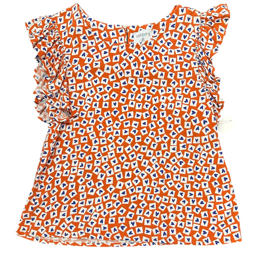 COMPANIA FANTASTICA BLOUSE ORANGE BLUE HEARTS WHITE 249 MEDIUM