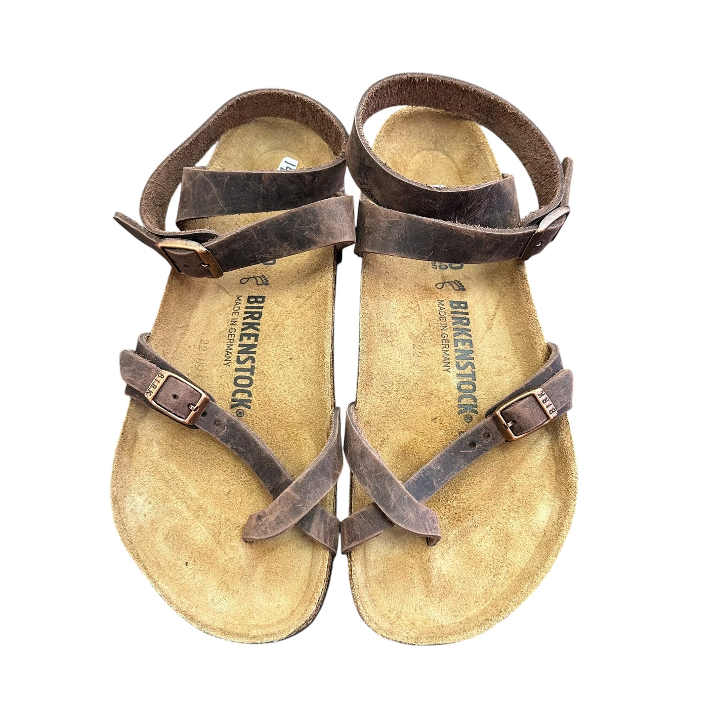 BIRKENTSTOCK YARA BROWN LEATHER SANDALS 143 SZ 40/9.5