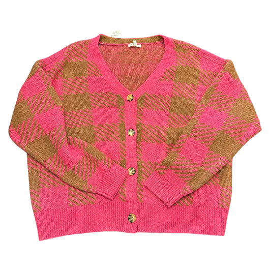 MAURICES BROWN PINK PLAID KNIT CARDIGAN NWT 100 XXL
