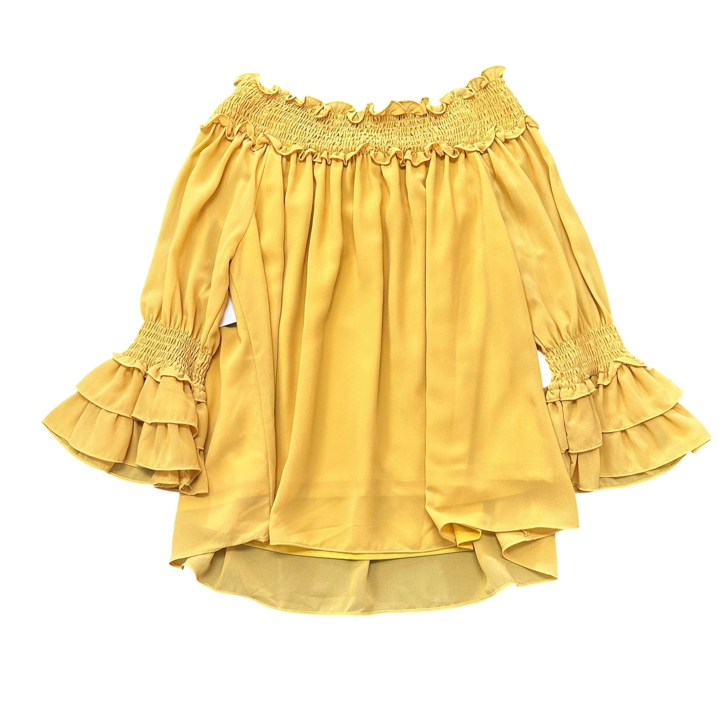 ENTRO MUSTARD YELLOW OFF SHOULDER BLOUSE 249 MEDIUM