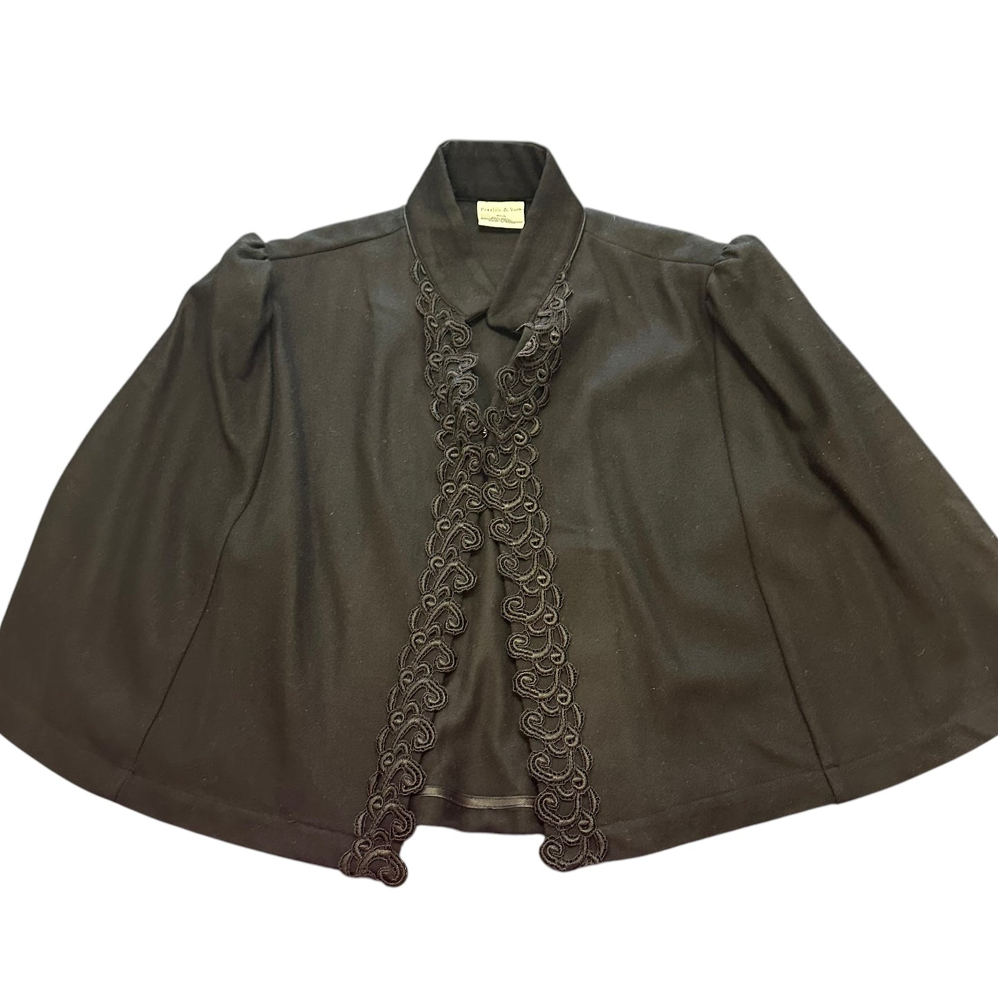PRESTON YORK VINTAGE Y2K BLACK WOOL BLEND CAPE 100 OS