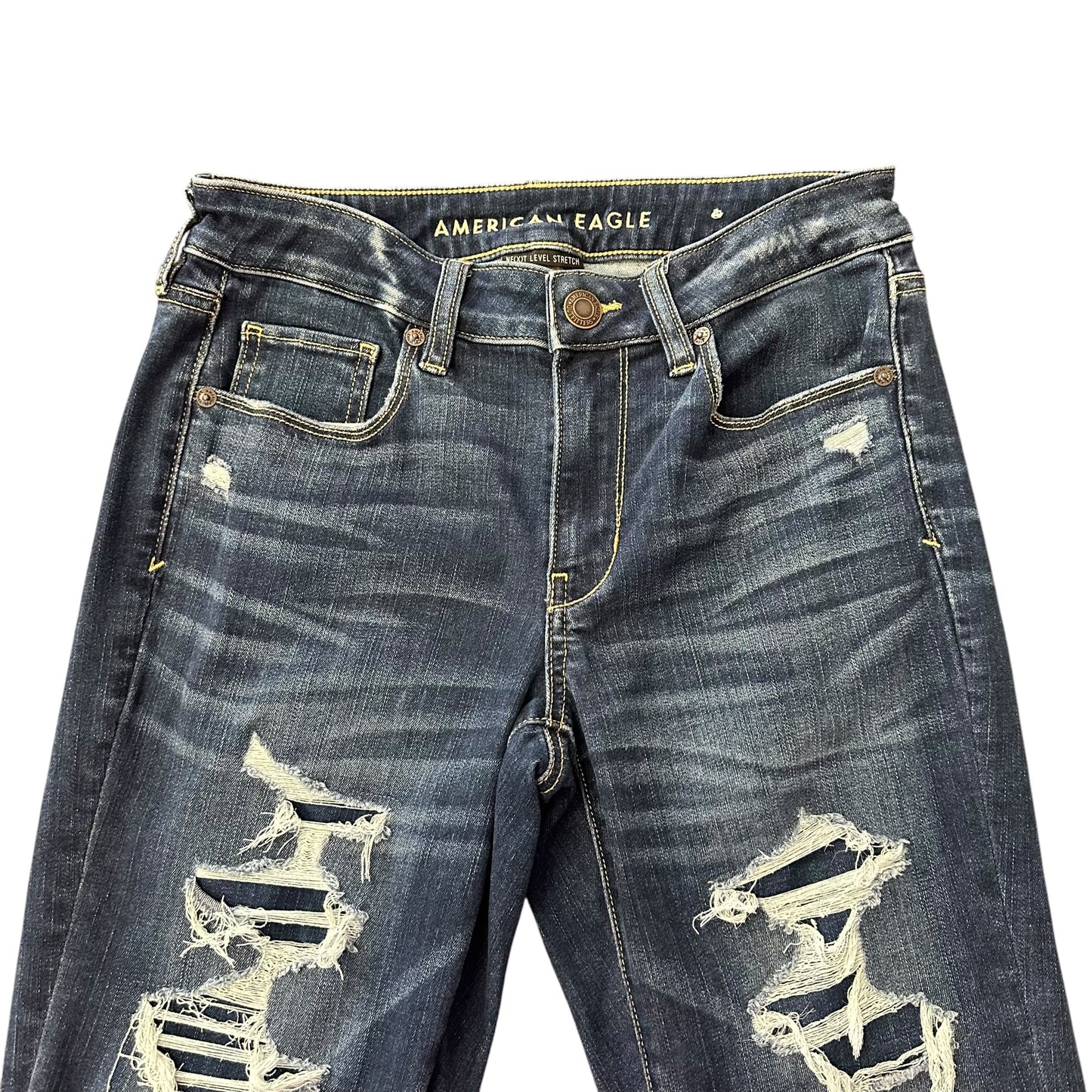 AMERICAN EAGLE BLUE DENIM JEANS SKINNY 100 SZ 8 SHORT