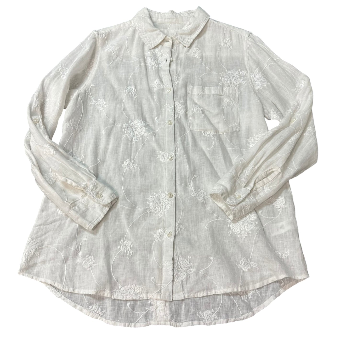 KARYN SEO WHITE BUTTON UP EMBROIDERED BLOUSE 115 SMALL