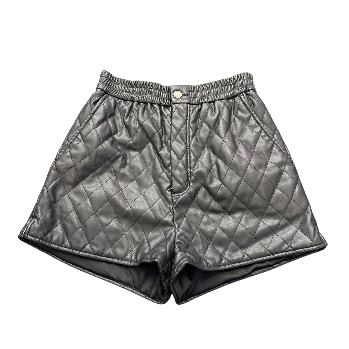 IDEM DITTO BLACK QUILTED FAUX LEATHER SHORTS 100 SMALL