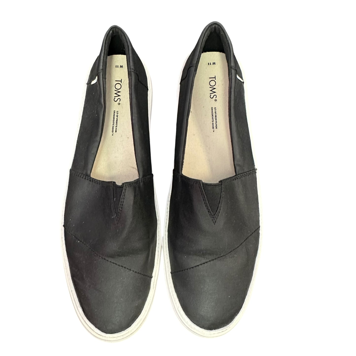 TOMS BLACK SLIP ON SNEAKERS 100 SZ 11