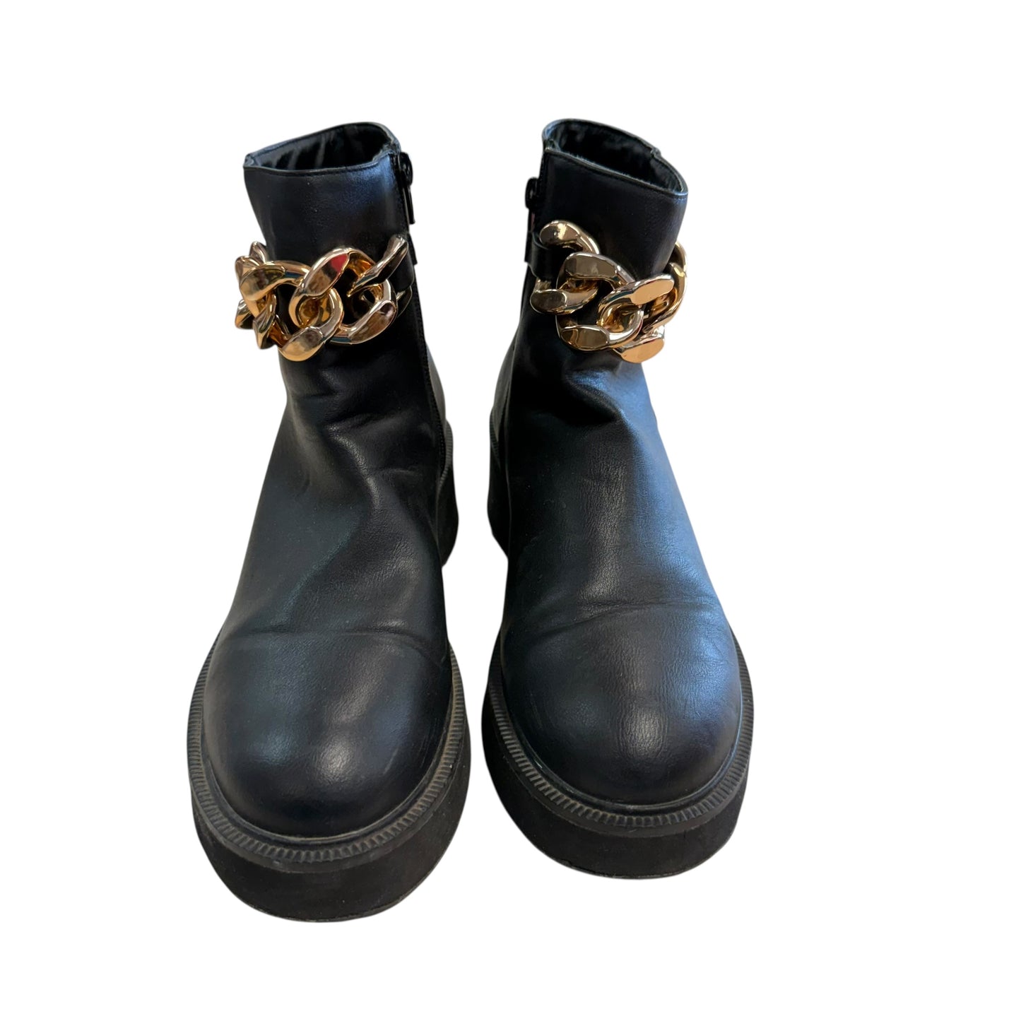 BAMBOO CHUNKY BOOTS W CHAINLINKS 100 SZ 9