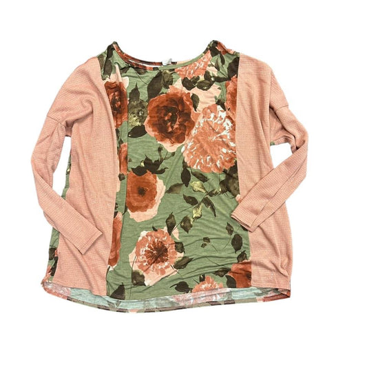 PINK FLORAL LONG SLEEVE TOP 1X