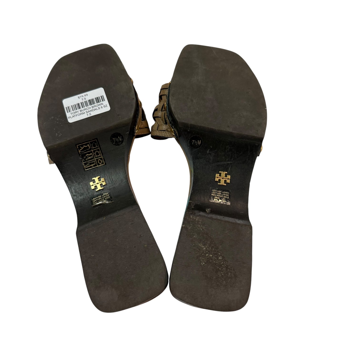TORY BURCH BROWN PLATFORM SANDALS 6 SZ 7.5