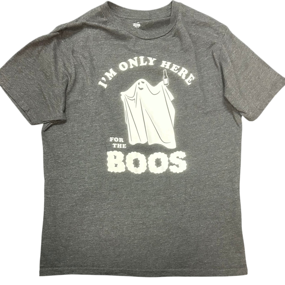I'M ONLY HERE FOR THE BOOS GRAY HALLOWEEN TSHIRT 164 LARGE