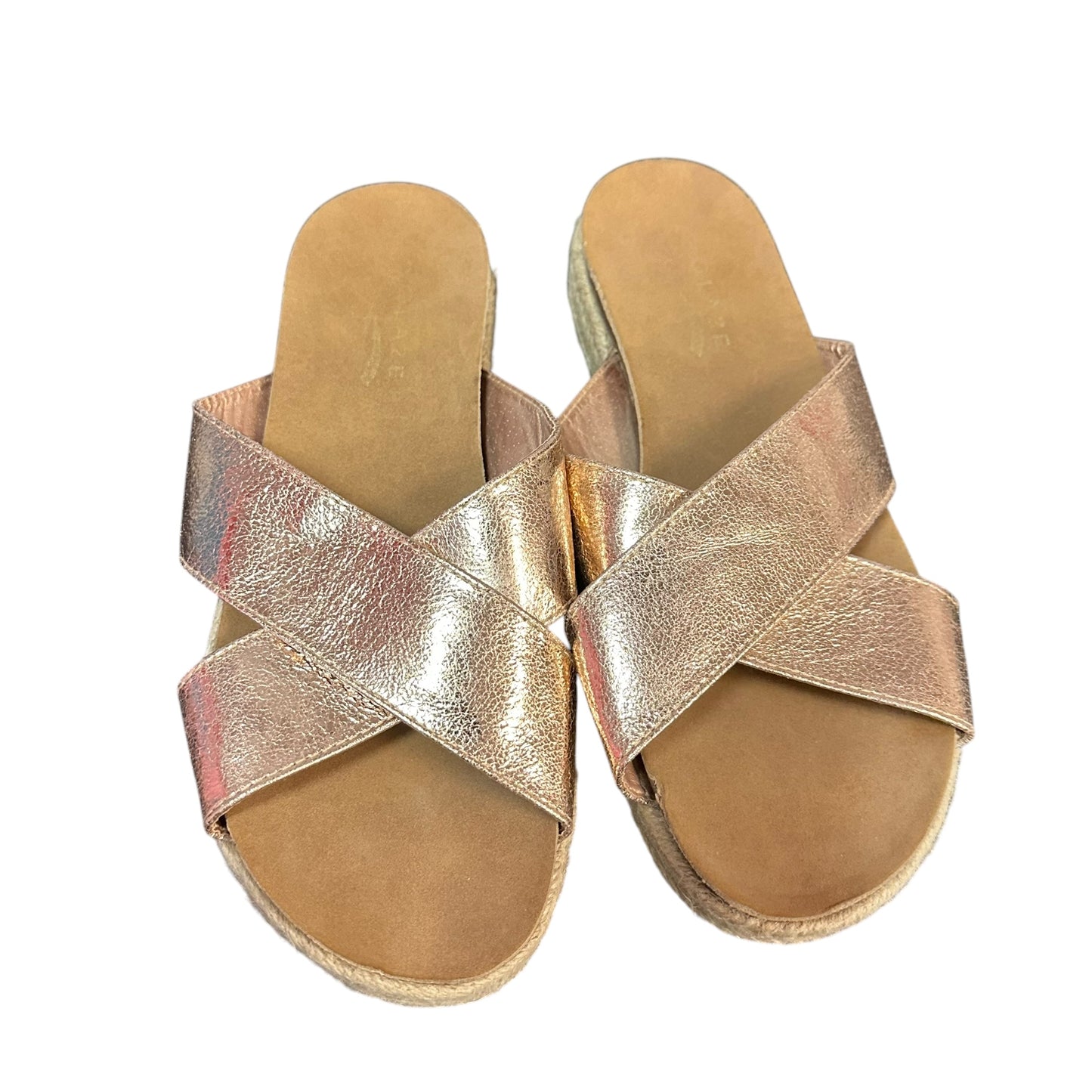 GLAZE METALLIC ROSE GOLD ESPADRILLE SANDALS 279 SZ 9