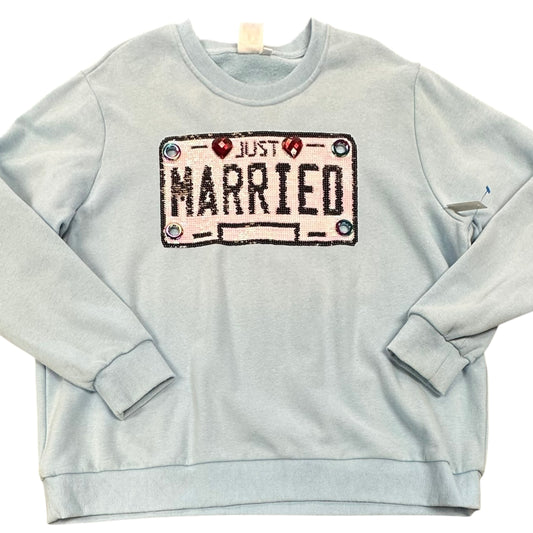QUEEN OF SPARKLES BLUE JUST MARRIED SWEATSHIRT 100 LARGE