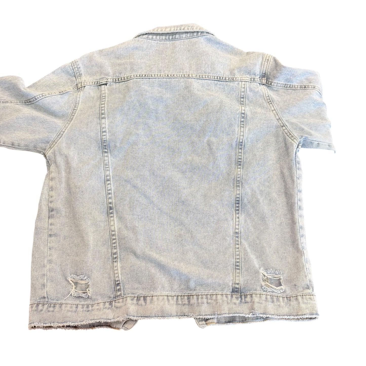 SHEIN BLUE DENIM DISTRESSED JACKET 143 LARGE