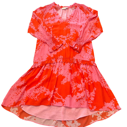 CABELLERO PINK RED FLORAL DROP HEM DRESS 15 XS