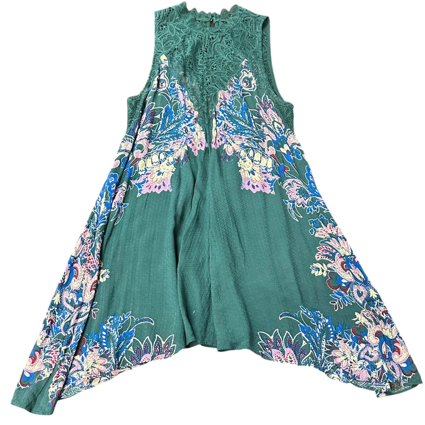 FREE PEOPLE MARSHA TEAL GREEN LACE DRESS 158 SMALL