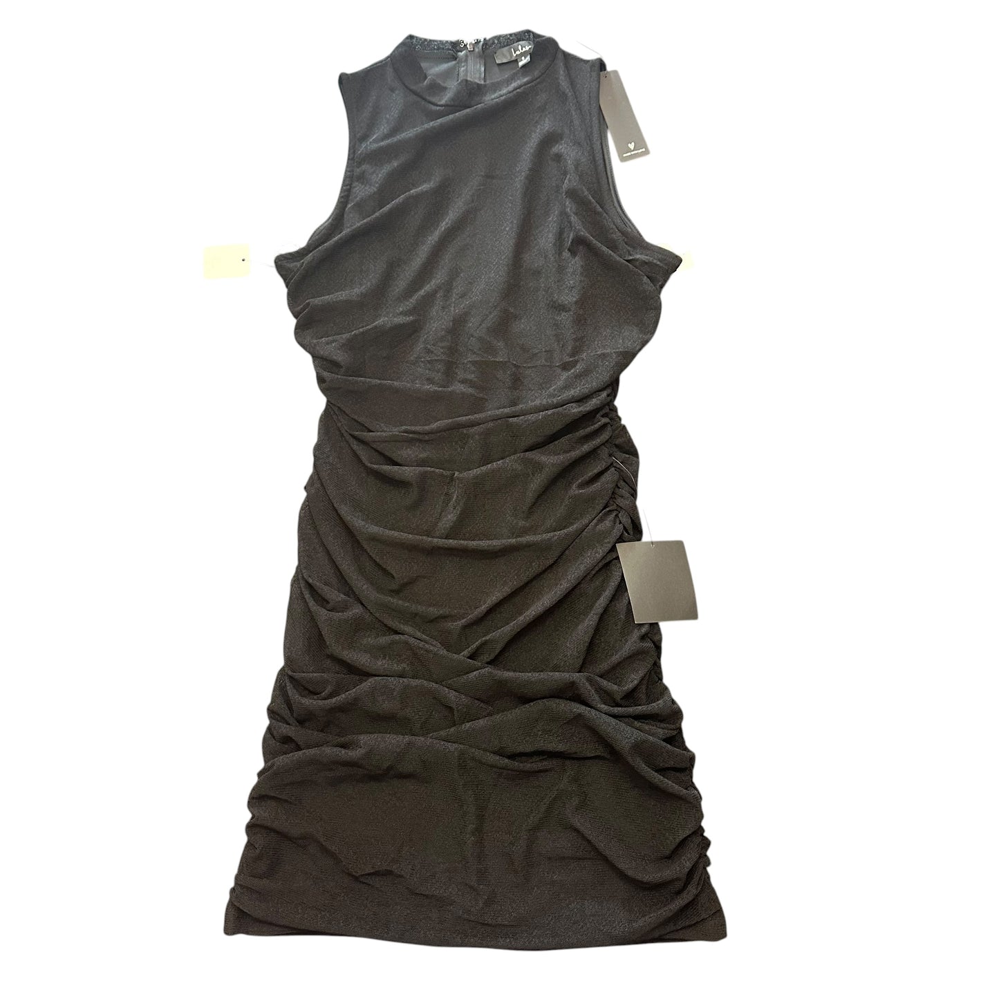 LULUS BLACK RUCHED SLEEVELESS DRESS NWT 249 SMALL