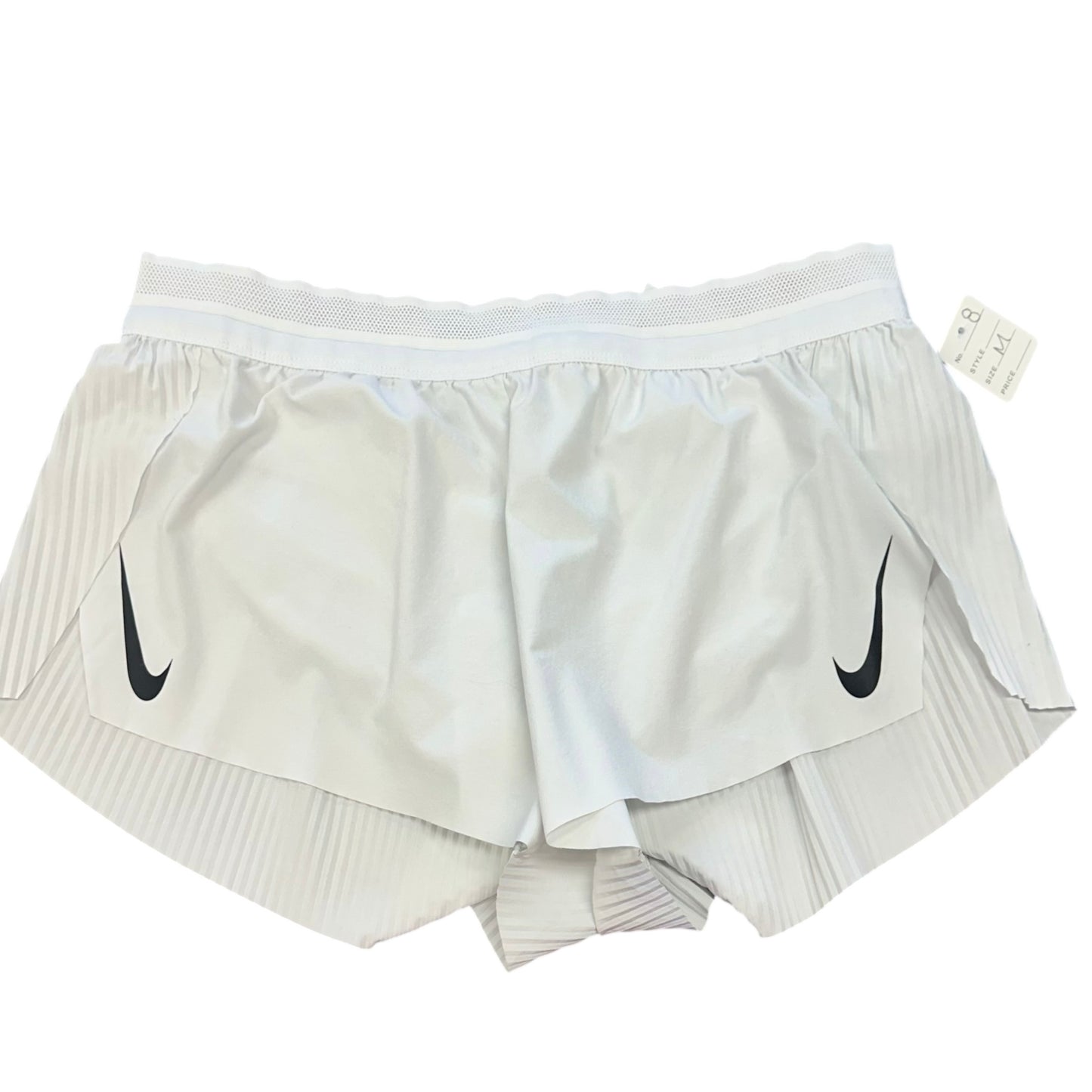 NIKE WHITE PLEATED ATHLETIC SHORTS 8 MEDIUM