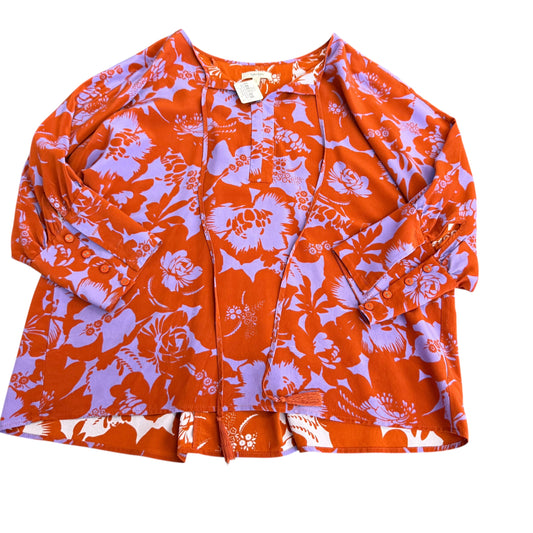 TYLER BOE 100% SILK PURPLE RUST BLOUSE 255 MEDIUM