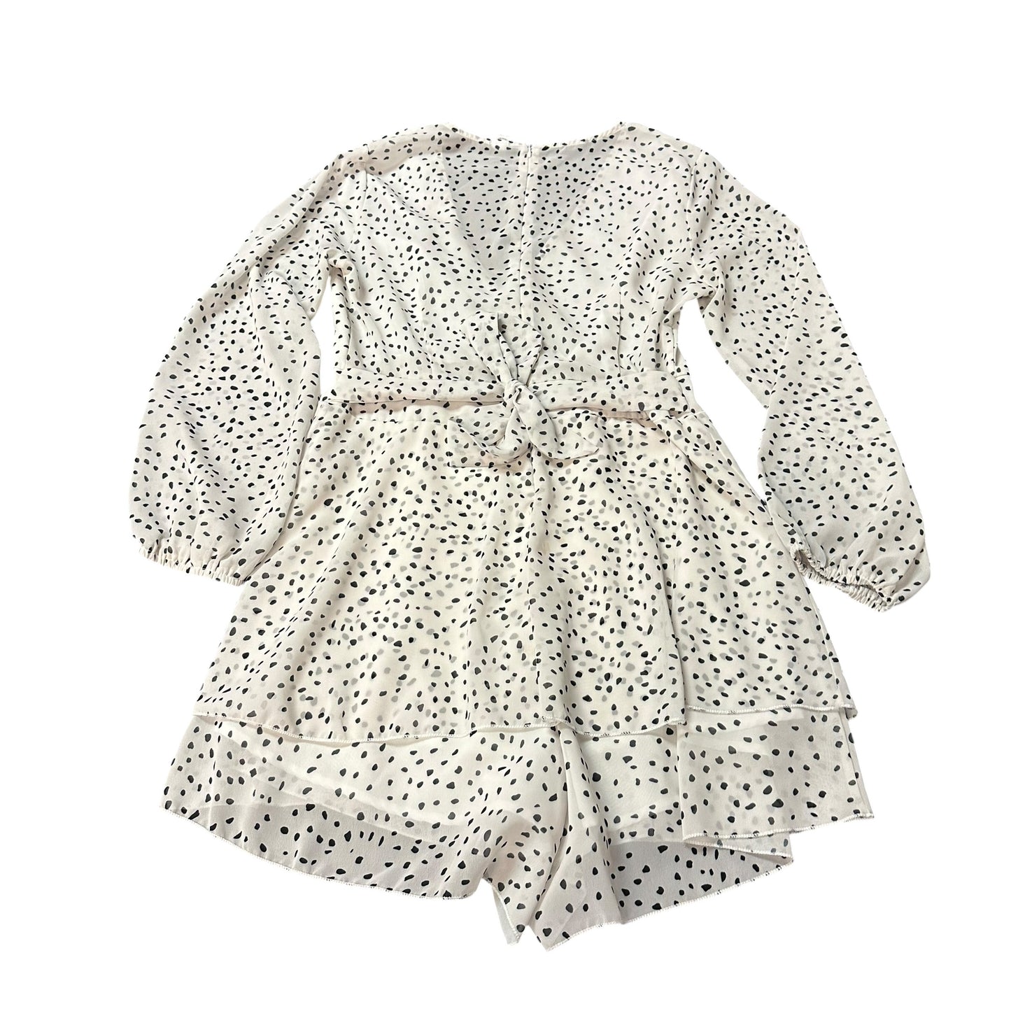 C&Y IVORY BLACK SPECKLED FLOWY ROMPER 62 LARGE