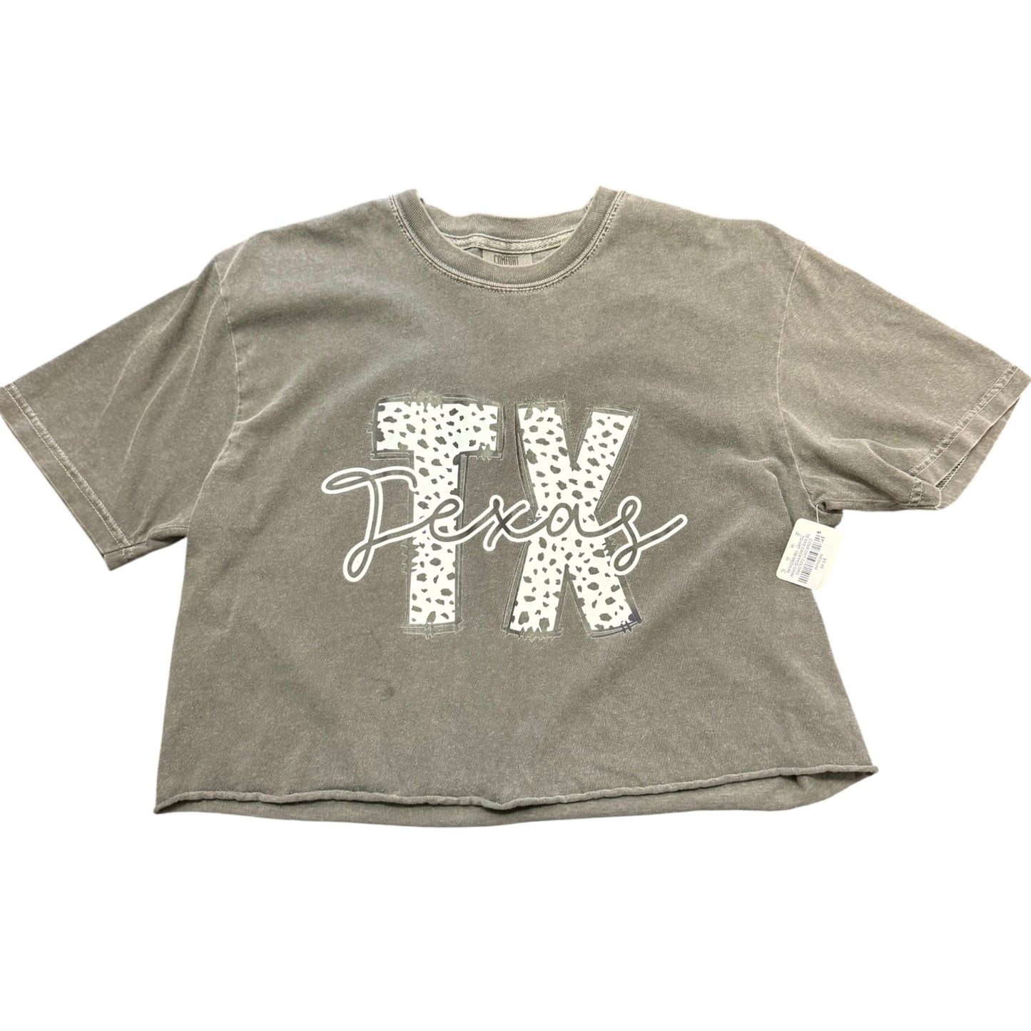 COMFORT COLORS TEXAS CROPPED GRAY TSHIRT 100 MEDIUM