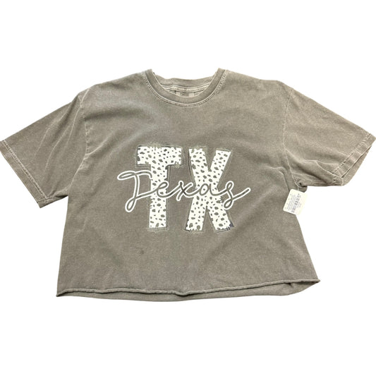 COMFORT COLORS TEXAS CROPPED GRAY TSHIRT 100 MEDIUM