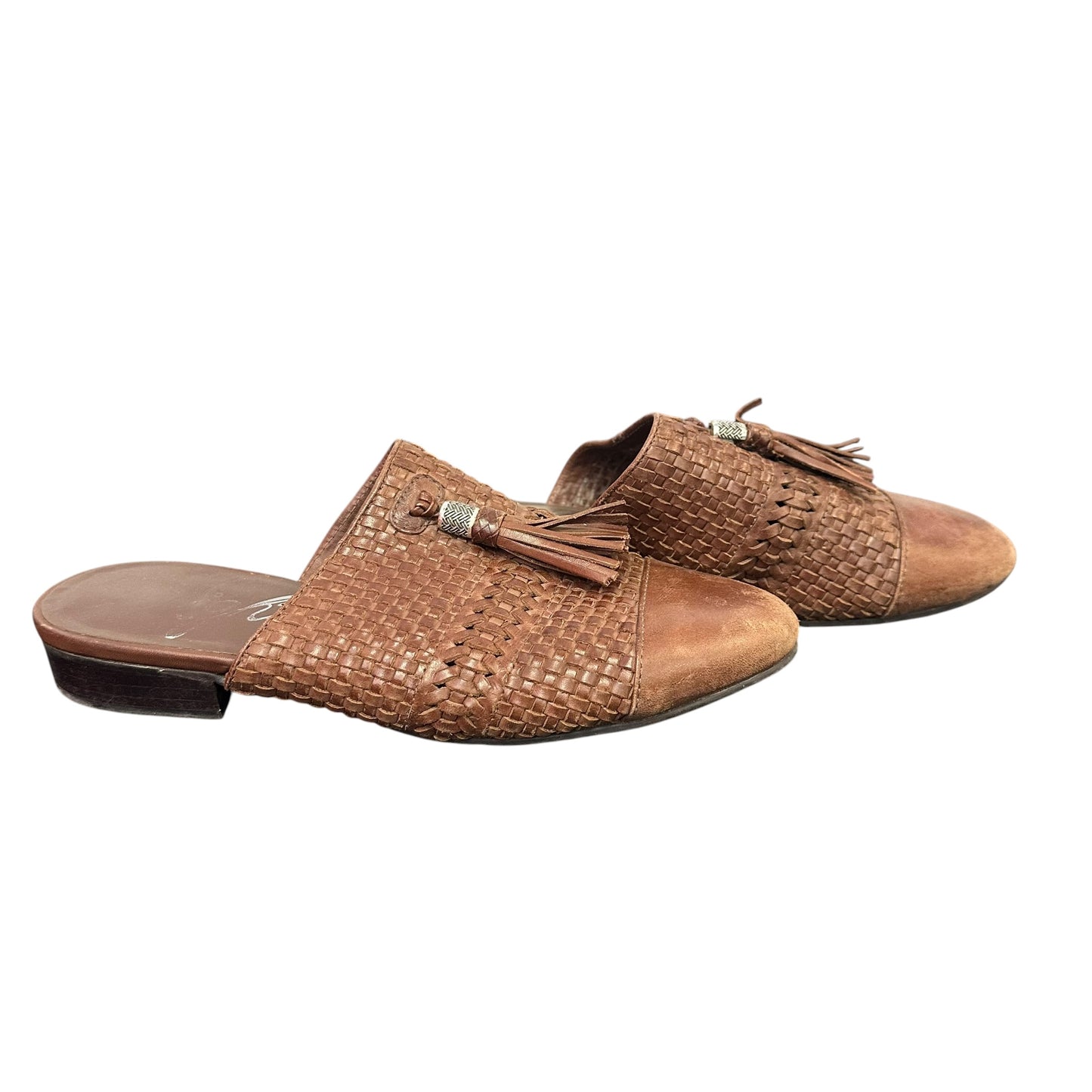 BRIGHTON BROWN LEATHER MULES 100 SZ 7