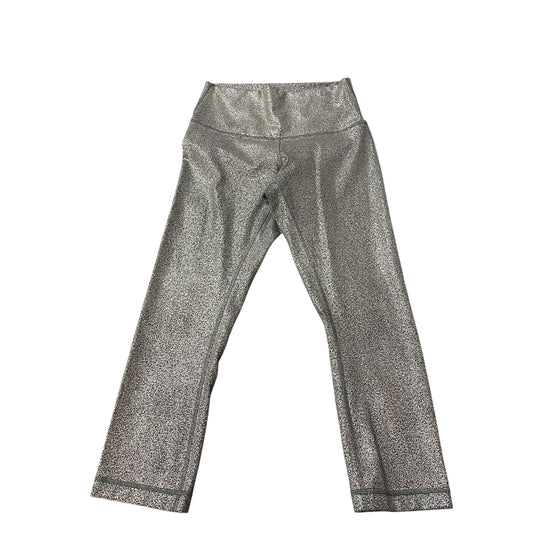 LULULEMON WUNDER UNDER CROP BLACK SILVER LEGGINGS 100 SZ 4