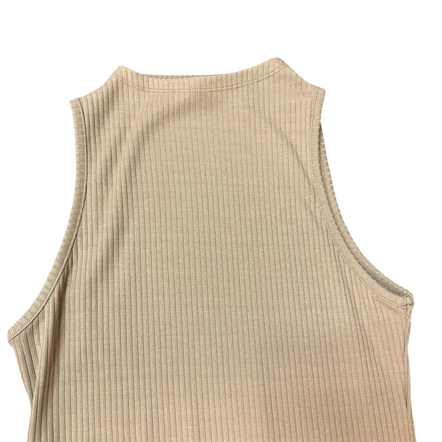 DRESS FORUM TAN RIBBED FITTED MIDI DRESS 223 SMALL
