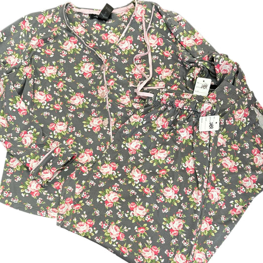 RENE RAFE GRAY PINK FLORAL PAJAMAS 289 LARGE