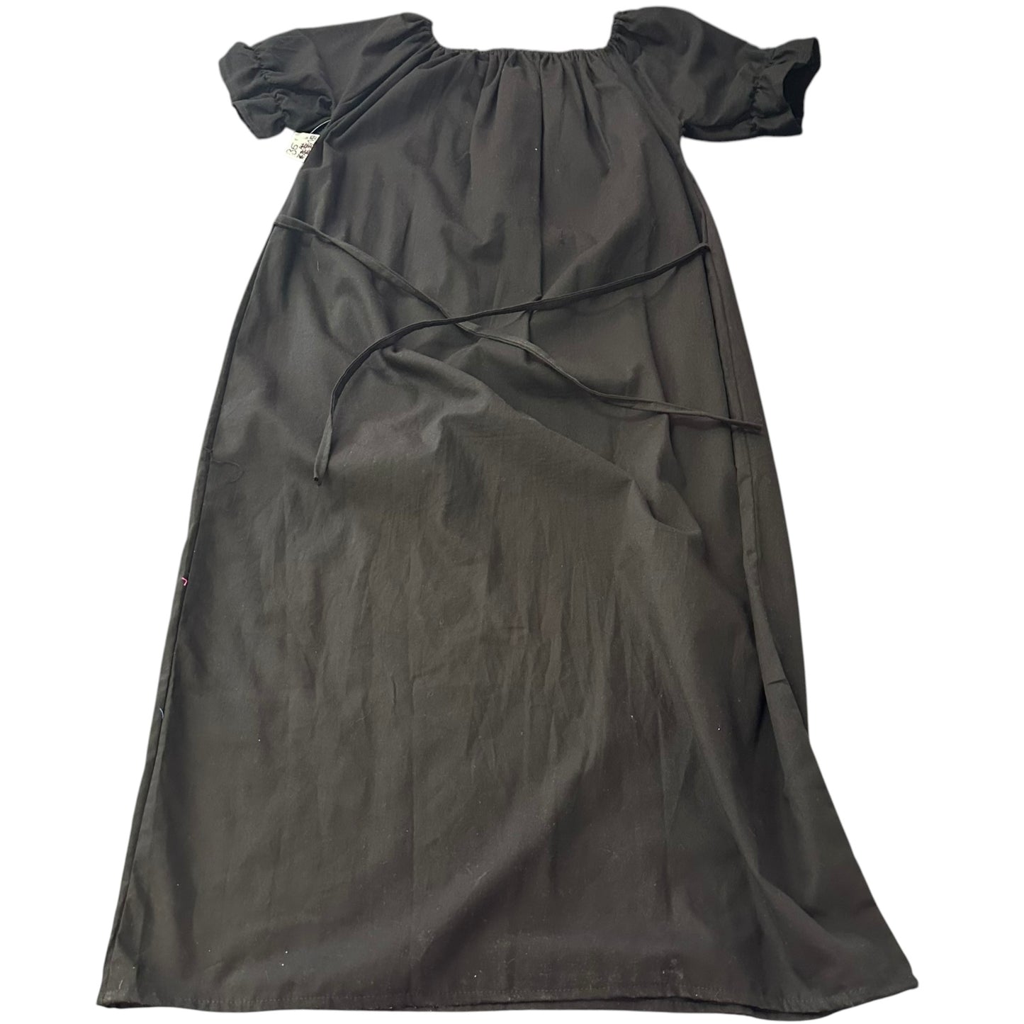 BLACK MEXICAN EMBROIDERED FLORAL DRESS 36 FITS M/L 100% COTTON