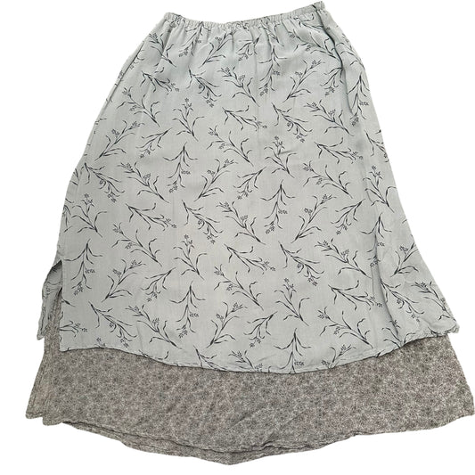 VINTAGE GRAYISH GREEN FLORAL PULL ON SKIRT MIDI 170 SMALL