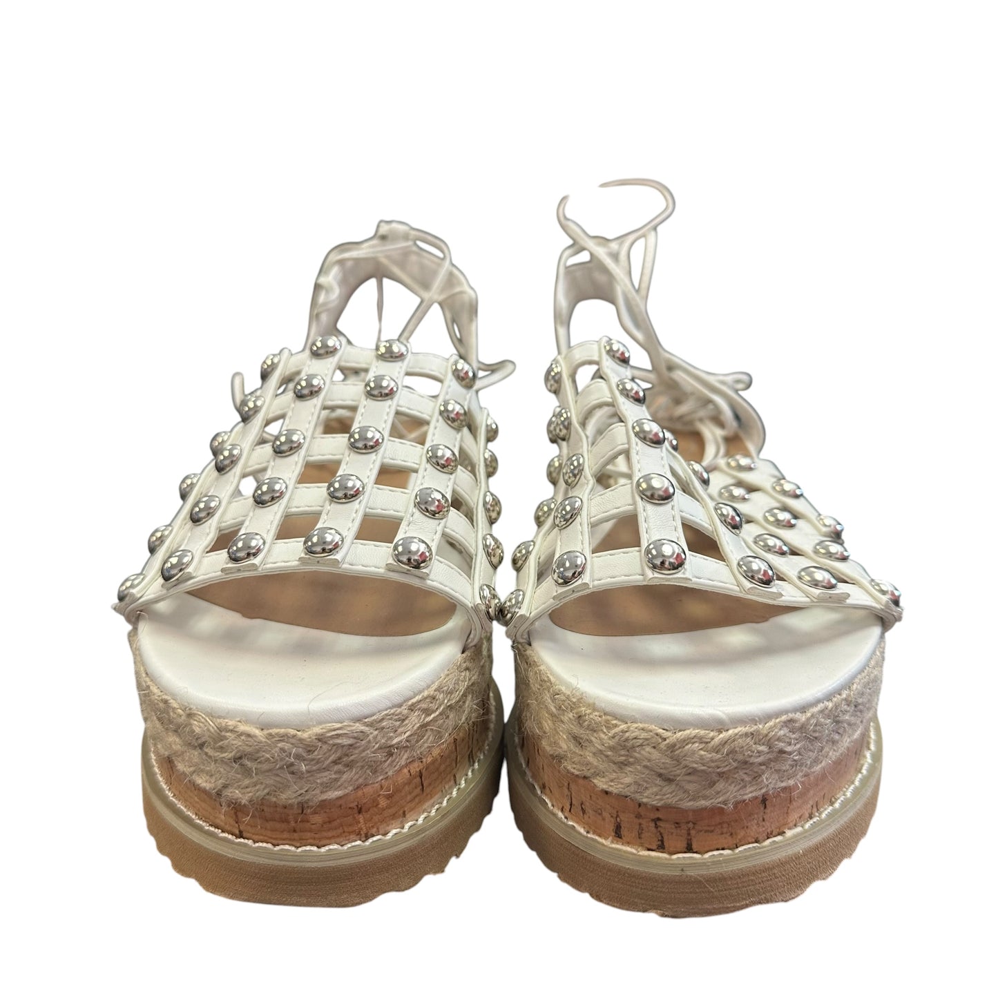 WHITE CAGED CORK PLATFORM SANDALS 276 SZ 7