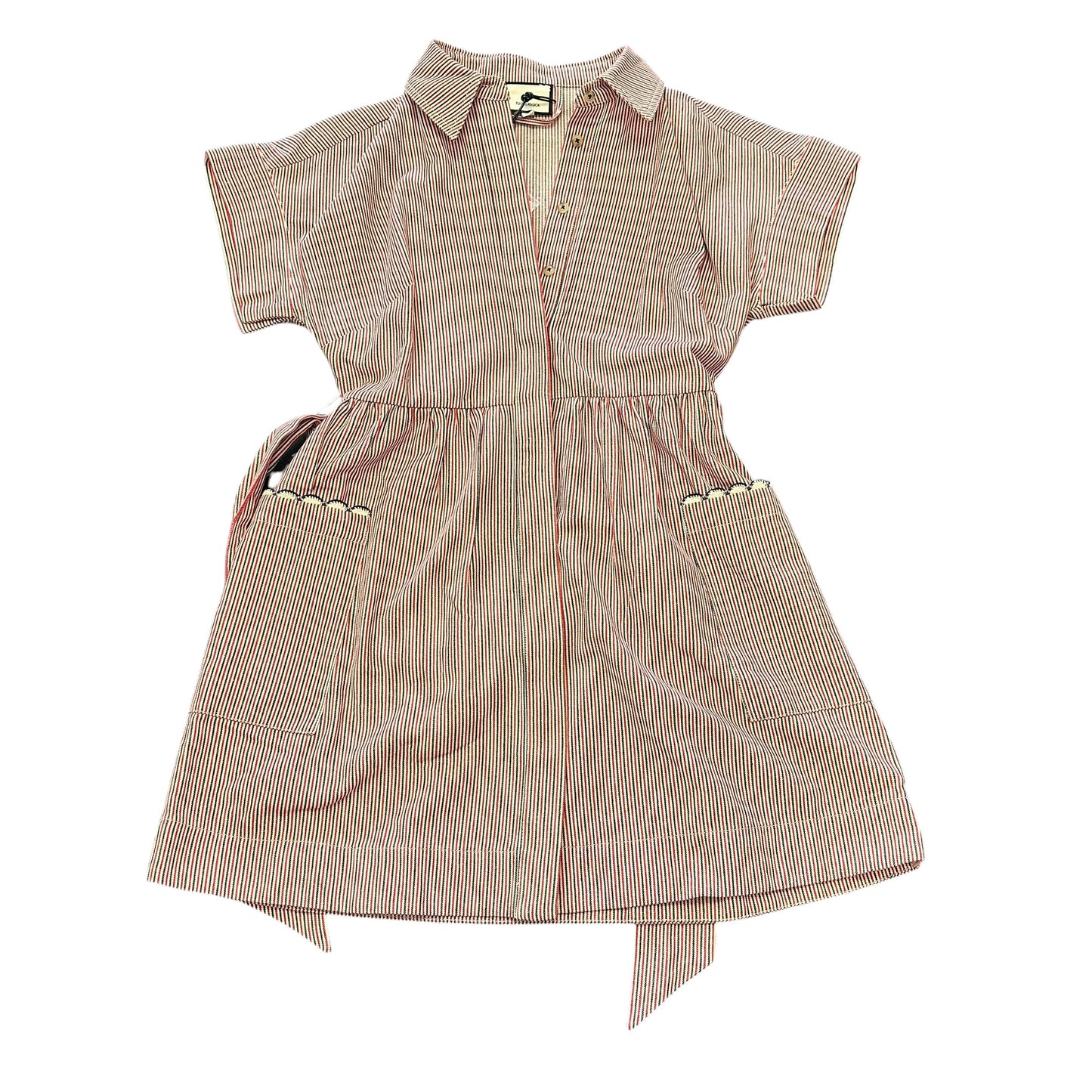 TUCKERNUCK RED WHITE BEIGE STRIPED DENIM DRESS NWT 26 SMALL