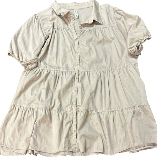 ZENANA TAN BUTTON UP TIERED DRESS POCKETS 265 2X