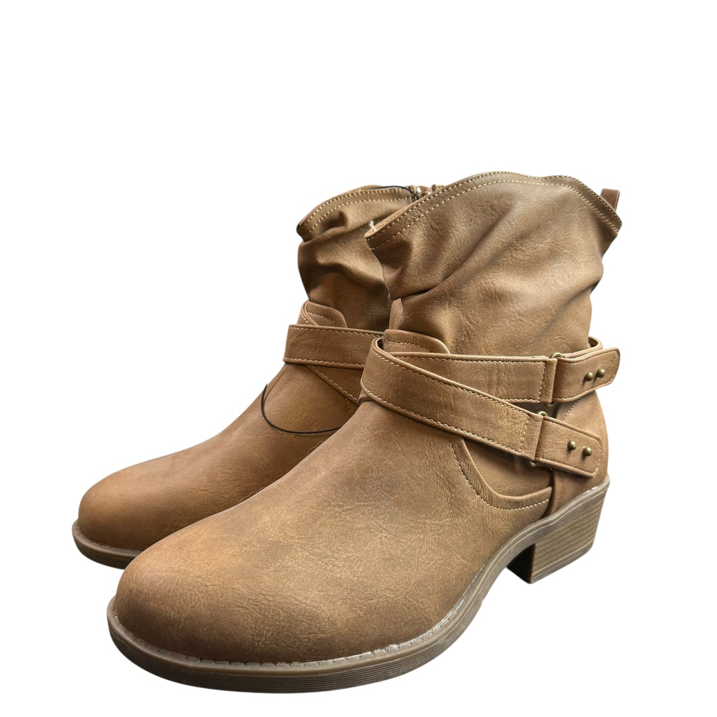 TORRID BROWN SLOUCH BUCKLE MOTO BOOTIE 244 SZ 11