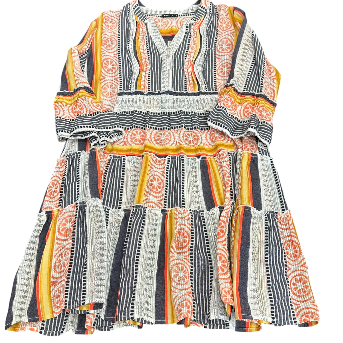 APNY COLORFUL TIERED DRESS 100% COTTON 100 LARGE