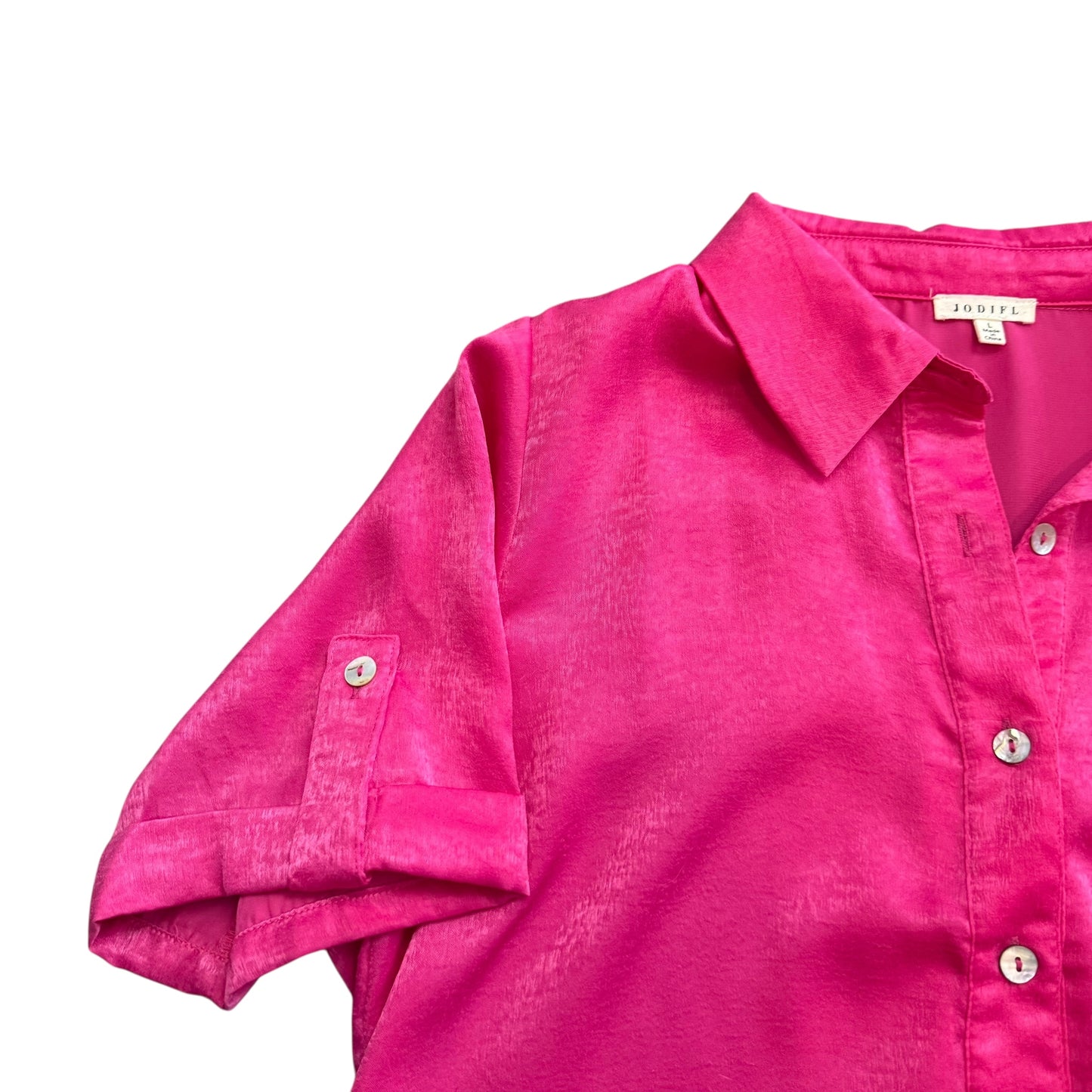 JODIFL PINK SATIN BUTTON UP DRESS 100 LARGE