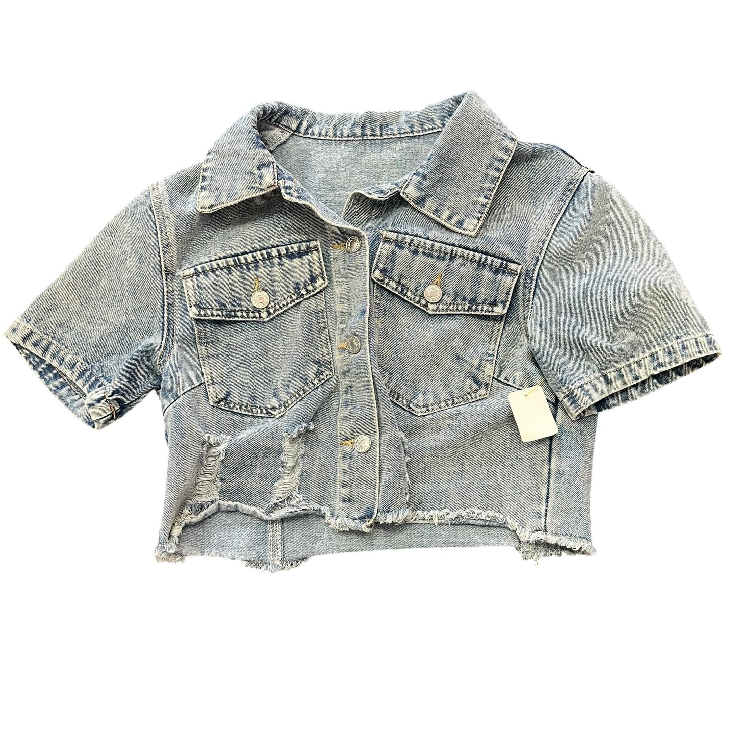 CROPPED DENIM BLUE JEAN JACKET 43 SMALL