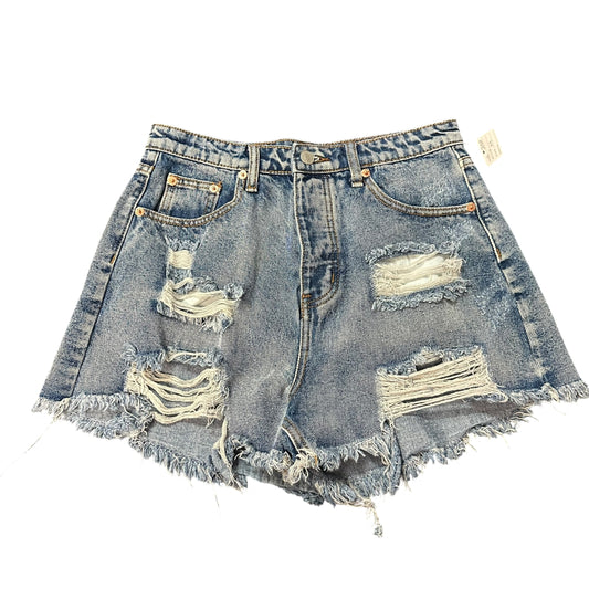 IMPRESSIONS HIGH WAISTED DISTRESSED BLUE DENIM JEANS 233 MEDIUM