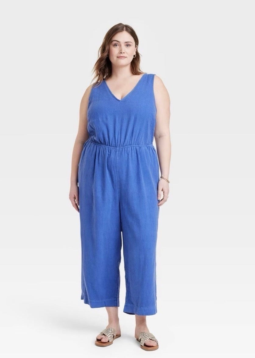 UNIVERSAL THREADS BLUE WIDE LEG CROPPED JUMPSUIT 268 XXL