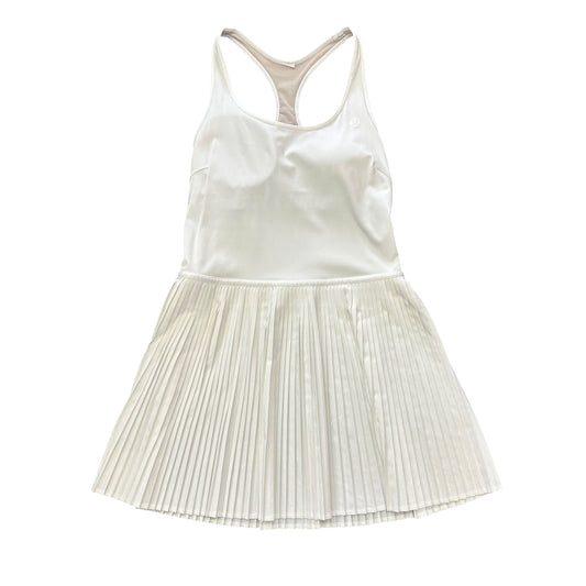 LULULEMON WHITE ATHLETIC DRESS BUILT IN BRA PLEATED SKIRT 263 MEDIUM