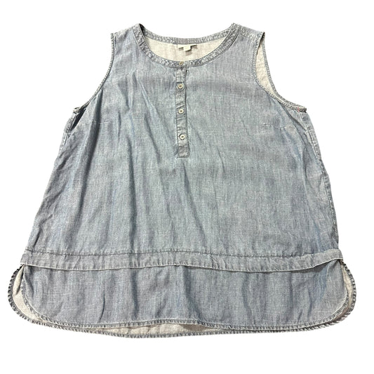 J JILL BLUE CHAMBRAY SLEEVELESS BLOUSE 100 LARGE