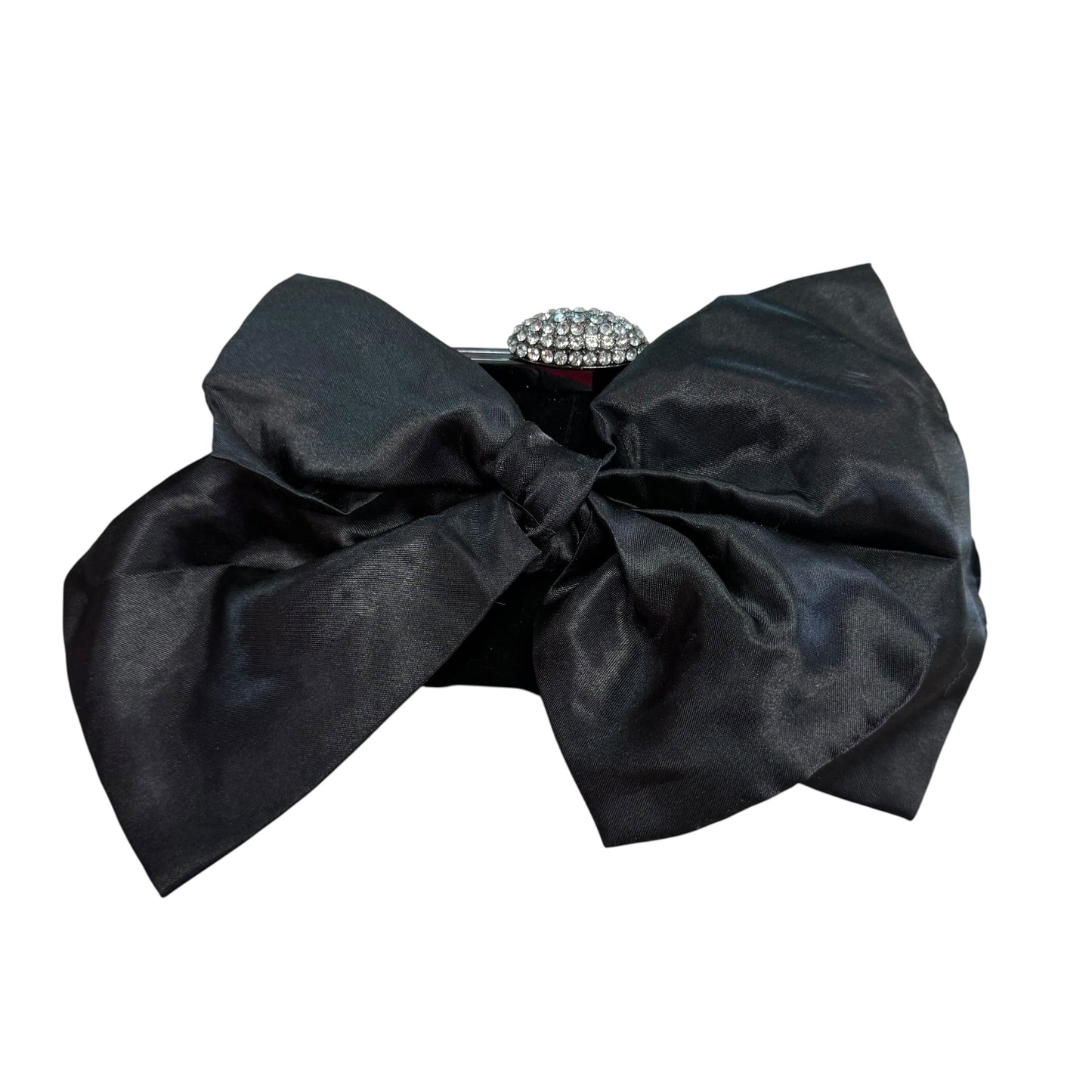 NEIMAN MARCUS BLACK VELVET PURSE W SATIN BOW SHOULDER STRAP 249