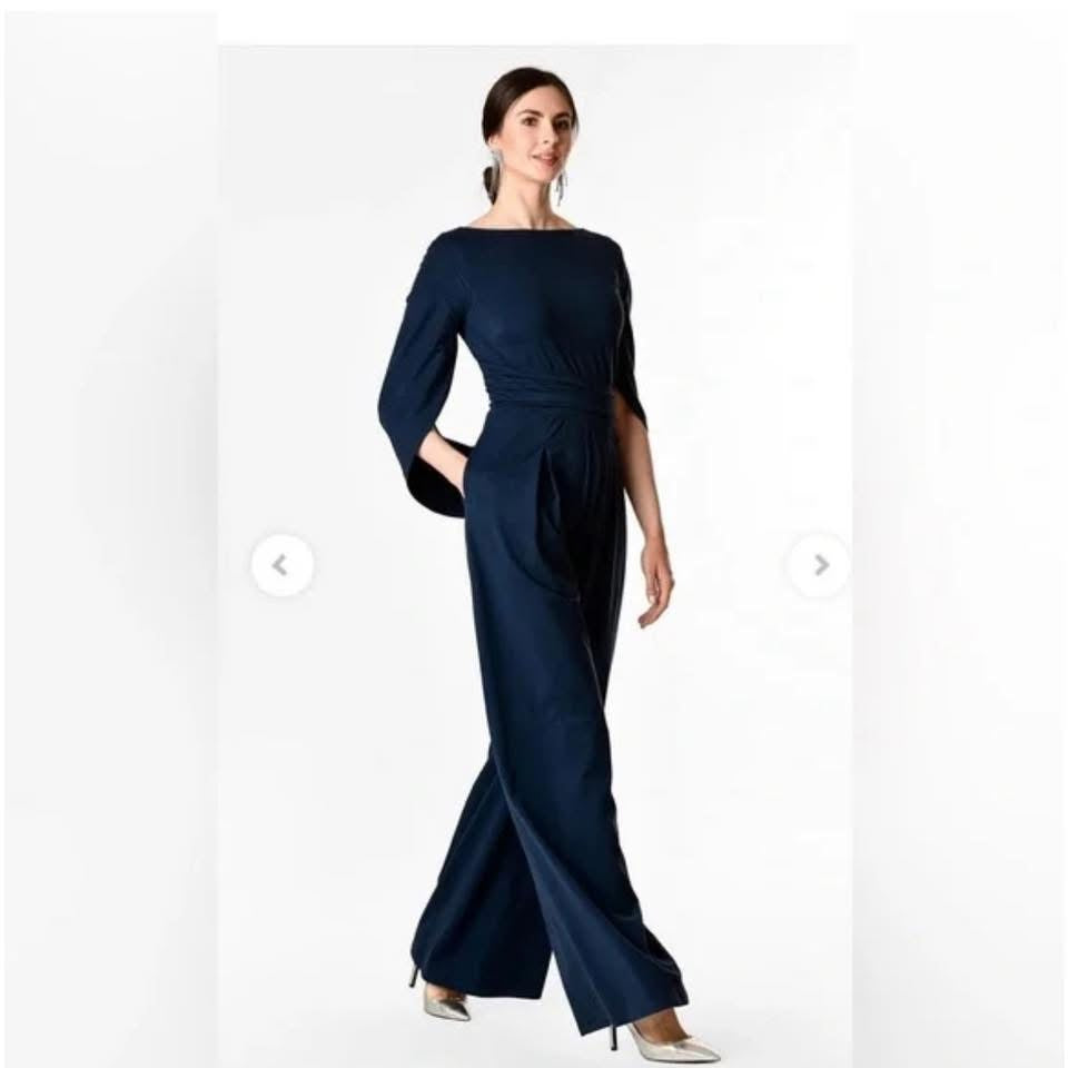 ZAPELLE NAVY JUMPSUIT 98 NWOT LARGE/14
