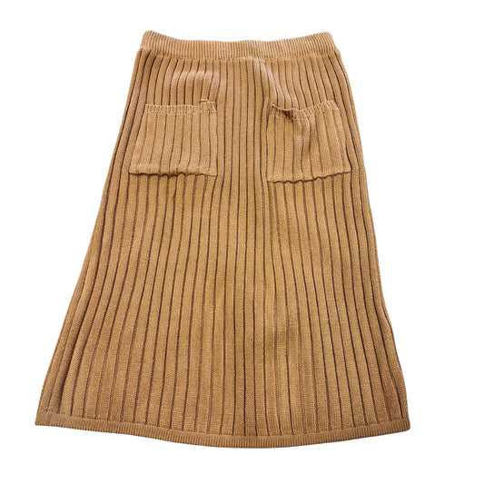 BROWN KNIT RIBBED STRAIGHT SKIRT 62 XL